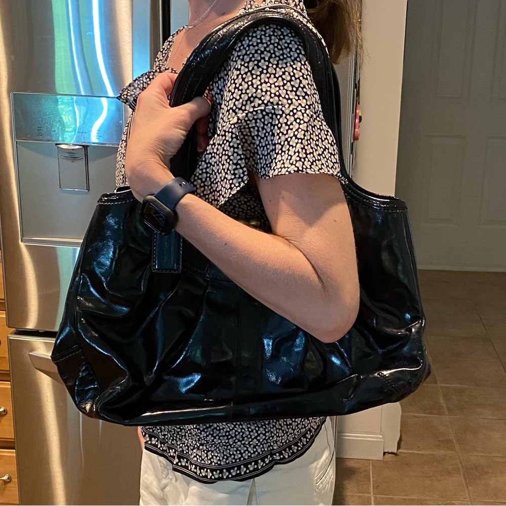 Coach Ergo Patent Leather Black Kisslock Leather Shoulder Bag Purse 12520 - Picture 17 of 17